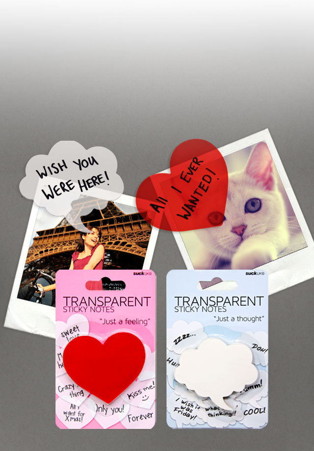 Suck UK Transparent Heart Shaped Sticky Notes