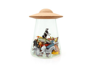 Outer space themed storage jar with UFO lid