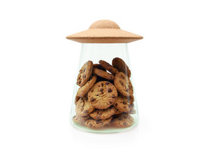 Spaceman glass cookie jar with cork lid
