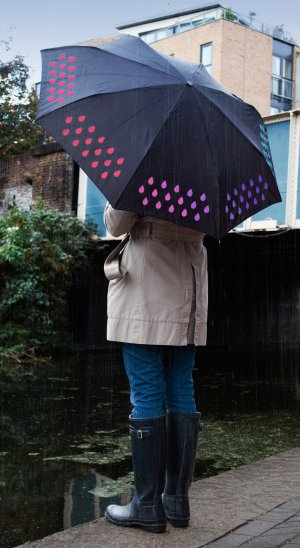 Clever umbrella changes colour when in rains. WET