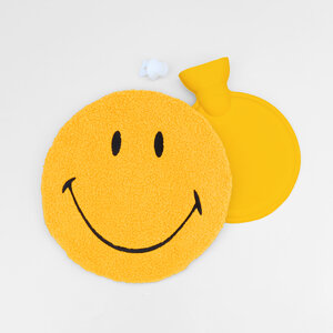 smiley face yellow hot water bottle layout