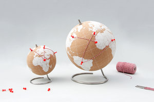 Cork globe with pins to trace your travels around the globe