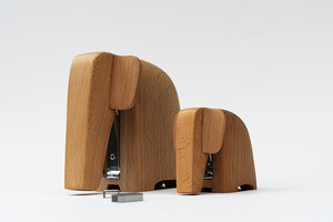 Large and Small Wooden Elephant Staplers