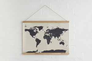 world map wall hanging blank slate